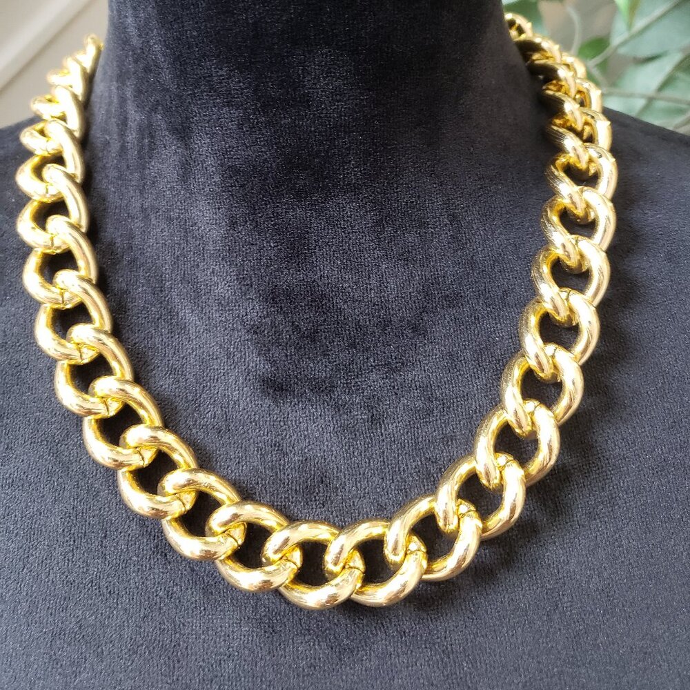 Womens Fashion Gold Tone Chunky Chain Necklace Jewelry With Lobster Clasp